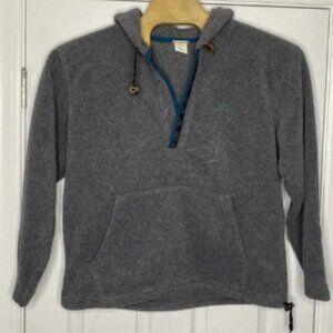 Vintage LL Bean Freeport Maine Men's Pullover Snap Fleece Hoodie Grey Large USA